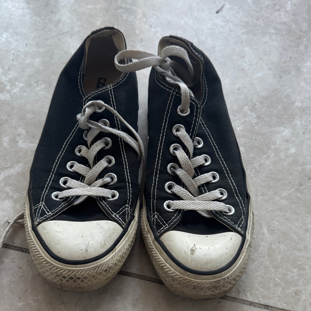 Classic Black Canvas Athletic Sneakers with White Accents